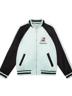 Casablanca satin bomber jacket  embroidered landscape size M NWT Retail $1,685